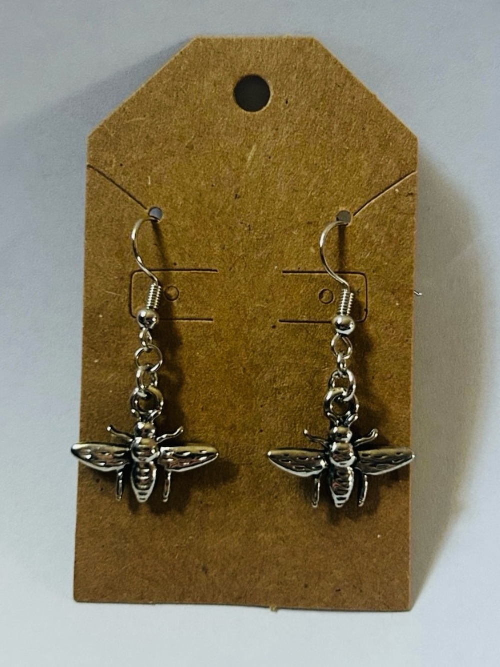 Silver Bee Dangle Earrings